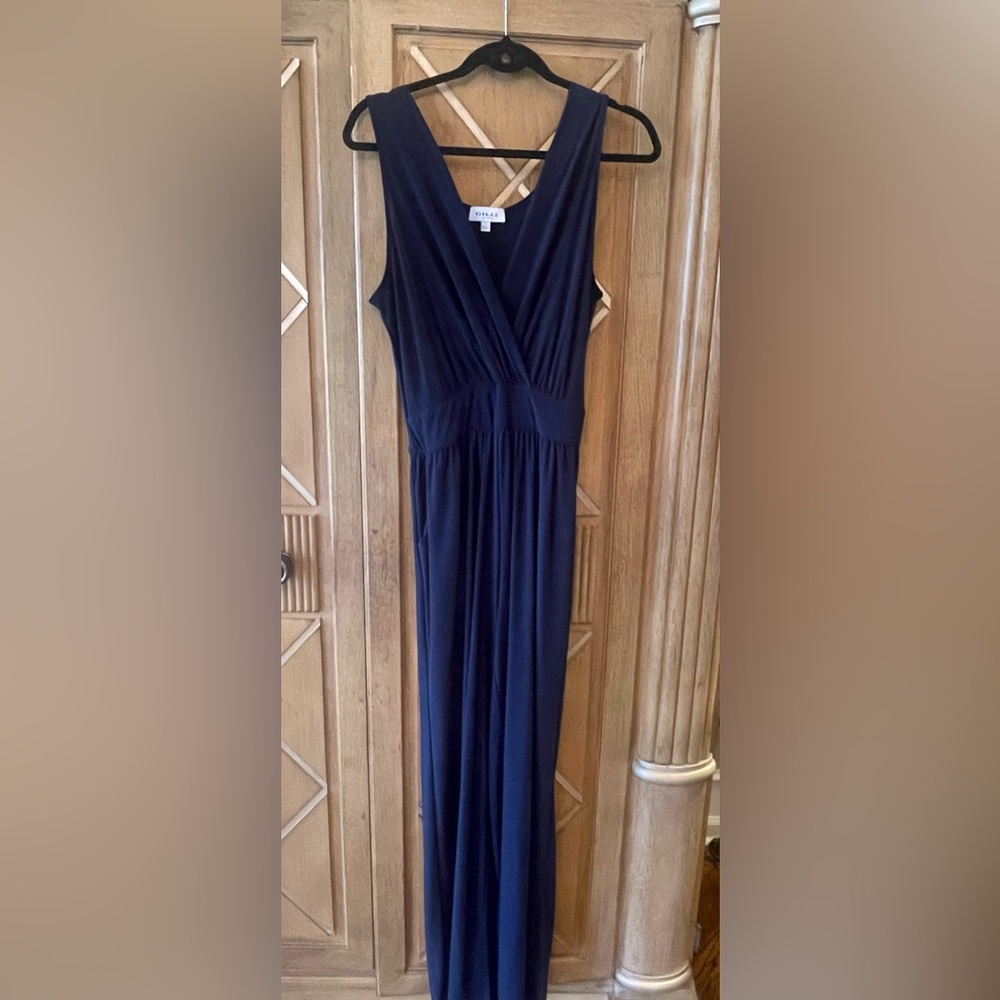 Gilli Deep Blue V-Neck Sleeveless Jumpsuit - Picture 4 of 8
